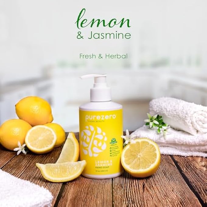 Purezero LEMON & JASMINE HAND SOAP REFRESHING CITRUS SCENT, MOISTURIZING & SULFATE-FREE, VEGAN LIQUID HAND WASH, FORMULATED WITHOUT PARABENS, CRUELTY-FREE, 10 OUNCES (1 PACK) - Image 5